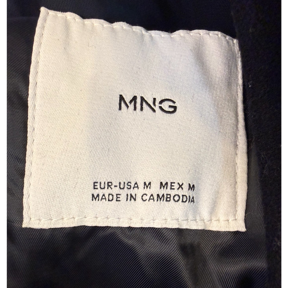 NEW MANGO MNG BLACK DOUBLE BREASTED WOOL BUTTON PEACOAT JACKET COAT SZ M - Picture 7 of 9